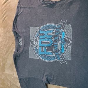 FOX XL Gray with teal blue graphics, tee shirt